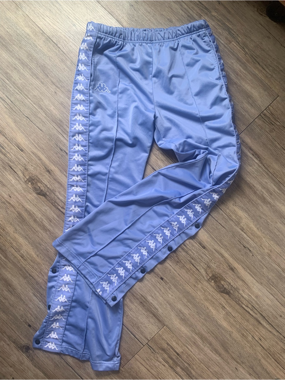*RARE* Kappa Lilac/Periwinkle Blue Logo Snap-Trim Track Pants, size M-L
